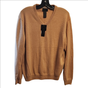 Magaschoni Tan Cashmere V-neck Pullover Sweater sz M